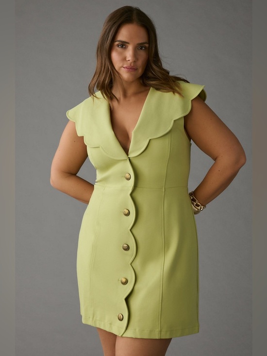 Maeve Dresses & Skirts - Maeve Anthropologie Scalloped Collar V-Neck Mini Button-Up Dress - Light Green
